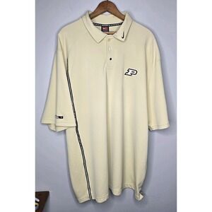 Nike DriFit Purdue Boilermakers Embroidered Polo Shirt Mens XXL Cream Black